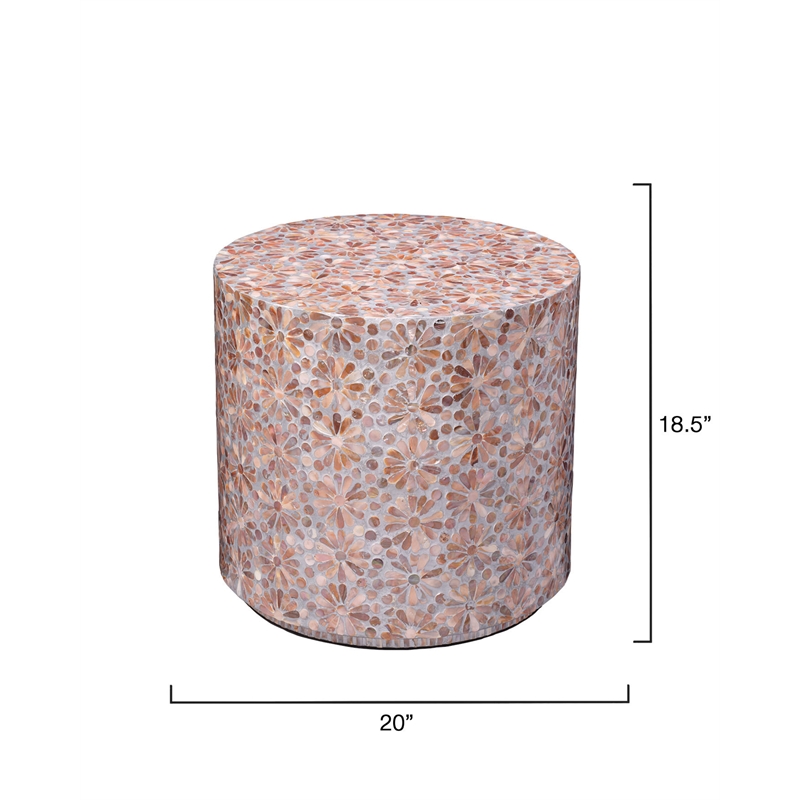 J&D Designs Co Marigold Engineered Wood and Mother of Pearl Side Table in Pink