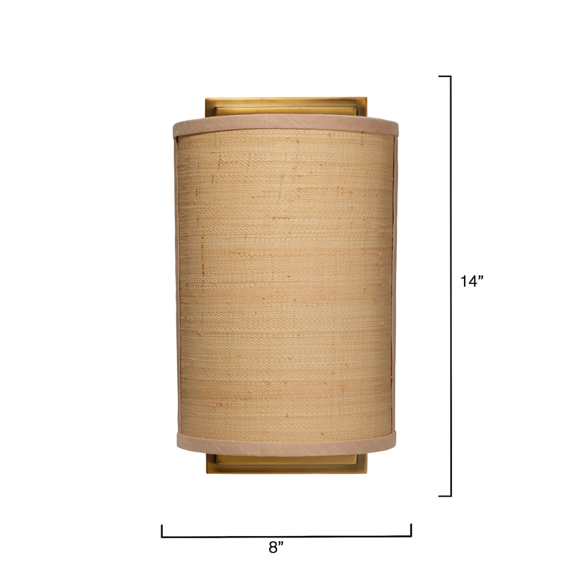 J&D Designs Co Riley Raffia Wicker / Rattan 1-Light Wall Sconce in Natural