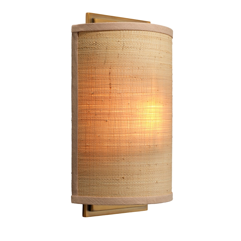 J&D Designs Co Riley Raffia Wicker / Rattan 1-Light Wall Sconce in Natural
