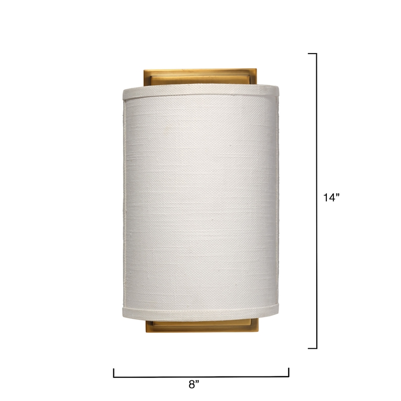 J&D Designs Co Riley Linen Fabric 1-Light Wall Sconce in White