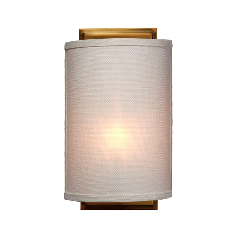 J&D Designs Co Riley Linen Fabric 1-Light Wall Sconce in White