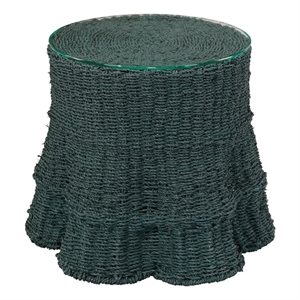 J&D Designs Co Falda Wicker / Rattan Seagrass Side Table Verdigris in Green