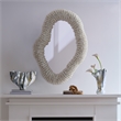 J&D Designs Co Amoeba Wood Beaded Wall Mirror in White