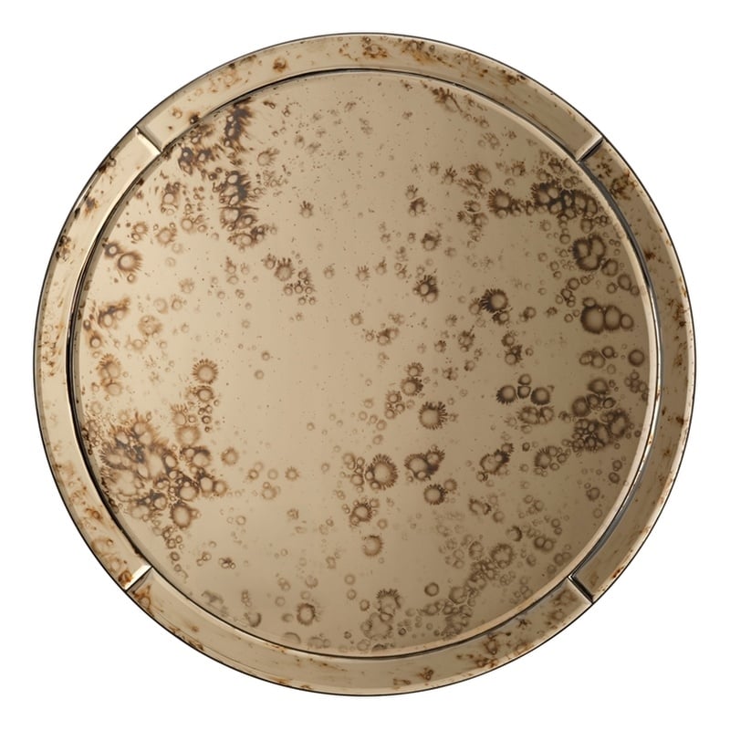J&D Designs Co Chambord Antiqued Glass Round Wall Mirror Small in Antique Brass