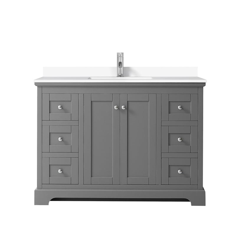 Wyndham Collection Wood Single Bathroom Vanity in Chrome/Dark Gray