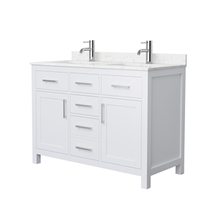 Wyndham Collection Beckett 48&quot Wood Double Bathroom Vanity in White/Nickel