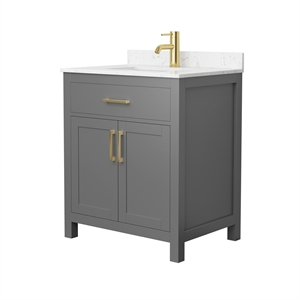 Wyndham Collection Beckett 30&quot Wood Single Bathroom Vanity in Dark Gray/Gold