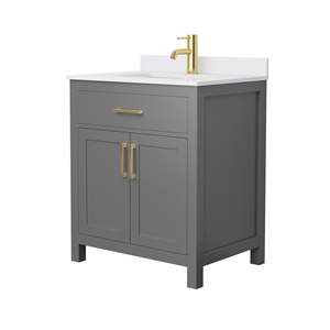 Wyndham Collection Beckett 30&quot Wood Single Bathroom Vanity in Gray/Gold