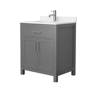 Wyndham Collection Beckett 30&quot Wood Single Bathroom Vanity in Dark Gray/Nickel