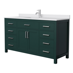 Wyndham Collection Beckett 60&quot Wood Single Bathroom Vanity in Nickel/Green