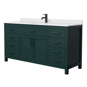 Wyndham Collection Beckett 66&quot Wood Single Bathroom Vanity in Green/Matte Black