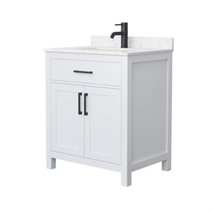 Wyndham Collection Beckett 30&quot Wood Single Bathroom Vanity in White/Black