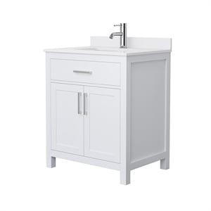 Wyndham Collection Beckett 30&quot Wood Single Bathroom Vanity in Nickel/White