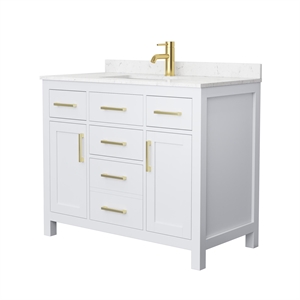 Wyndham Collection Beckett 42&quot Wood Single Bathroom Vanity in White/Gold