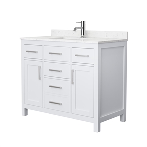 Wyndham Collection Beckett 42&quot Wood Single Bathroom Vanity in White/Nickel