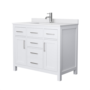 Wyndham Collection Beckett 42&quot Wood Single Bathroom Vanity in Nickel/White