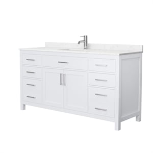 Wyndham Collection Beckett 66&quot Wood Single Bathroom Vanity in White/Nickel