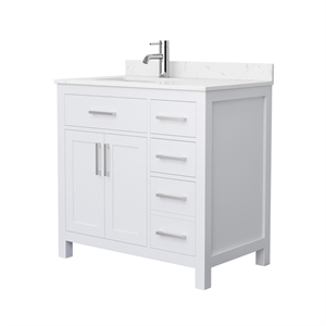 Wyndham Collection Beckett 36&quot Wood Single Bathroom Vanity in White/Nickel