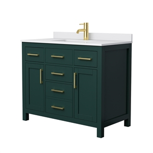 Wyndham Collection Beckett 42&quot Wood Single Bathroom Vanity in Gold/Green