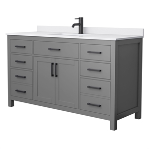 Wyndham Collection Beckett 60&quot Wood Single Bathroom Vanity in Gray/Black