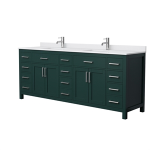Wyndham Collection Beckett 84&quot Wood Double Bathroom Vanity in Green/White