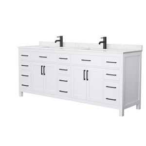 Wyndham Collection Beckett 84&quot Wood Double Bathroom Vanity in White/Black