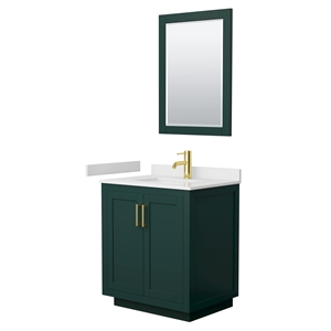 Wyndham Collection Miranda 30&quot Wood Single Bathroom Vanity in Green/Brushed Gold