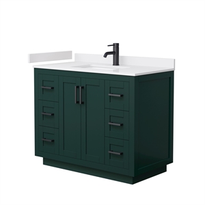 Wyndham Collection Miranda 42&quot Wood Single Bathroom Vanity in Matte Black/Green