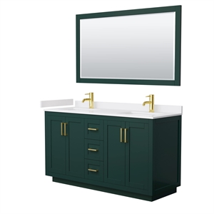 Wyndham Collection Miranda 60&quot Wood Double Bathroom Vanity in Green/Gold