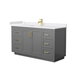 Wyndham Collection Miranda 60&quot Wood Single Bathroom Vanity in Gray/Brushed Gold