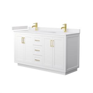 Wyndham Collection Miranda 60&quot Wood Double Bathroom Vanity in White/Brushed Gold