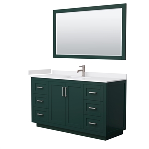 Wyndham Collection Miranda 60&quot Wood Single Bathroom Vanity in Green/Nickel