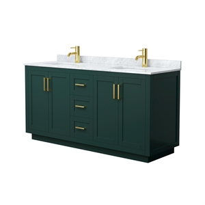 Wyndham Collection Miranda 66&quot Metal&Wood Double Bathroom Vanity in Green/Gold