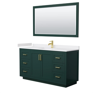 Wyndham Collection Miranda 60&quot Wood Single Bathroom Vanity in Green/Gold