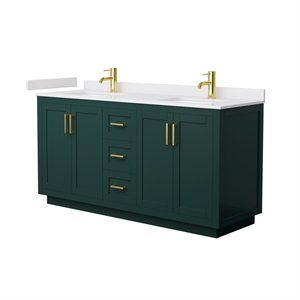 Wyndham Collection Miranda 66&quot Metal & Wood Double Bathroom Vanity in Green/Gold