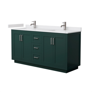 Wyndham Collection Miranda 66&quot Wood Double Bathroom Vanity in Nickel/Green