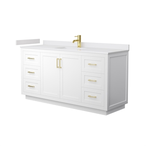 Wyndham Collection Miranda 66&quot Wood Single Bathroom Vanity in White/Brushed Gold