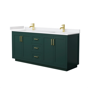 Wyndham Collection Miranda 72&quot Wood Double Bathroom Vanity in Green/Brushed Gold