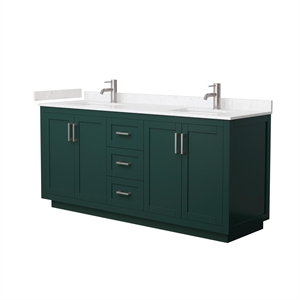 Wyndham Collection Miranda 72&quot Veneer Wood Double Bathroom Vanity in Green