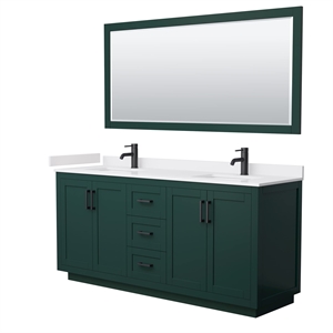 Wyndham Collection Miranda 72&quot Wood Double Bathroom Vanity in Green/Black