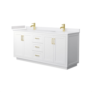 Wyndham Collection Miranda 72&quot Wood Double Bathroom Vanity in White/Brushed Gold