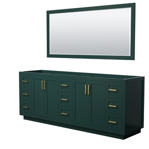 Wyndham Collection Miranda 84&quot No Sink Wood Double Bathroom Vanity in Green/Gold