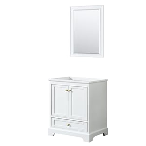 Wyndham Collection Deborah 30&quot Plywood Single Bathroom Vanity in White/Gold