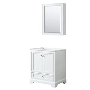 Wyndham Collection Deborah 30&quot Wood Single Bathroom Vanity in White/Gold Trim