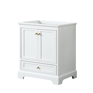 Wyndham Collection Deborah 30&quot Wood Single Bathroom Vanity in Gold Trim/White