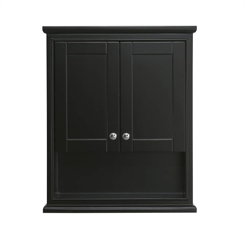 Wyndham Collection Deborah Wood Wall-Mounted Storage Cabinet in Espresso/Chrome