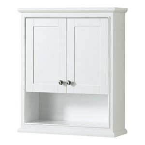 wyndham collection deborah wood bathroom wall-mounted storage cabinet in white