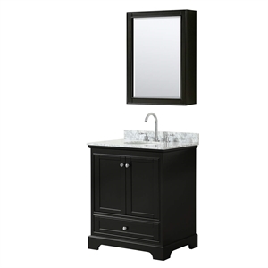 Wyndham Collection Deborah 30&quot Metal Single Bathroom Vanity in Espresso/White
