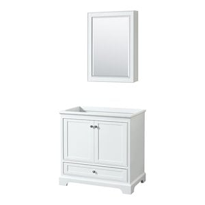 Wyndham Collection Deborah 36&quot Cabinet Wood Single Bathroom Vanity in White