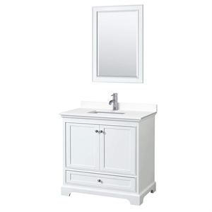Wyndham Collection Deborah 36&quot Plywood Single Bathroom Vanity in White/Chrome